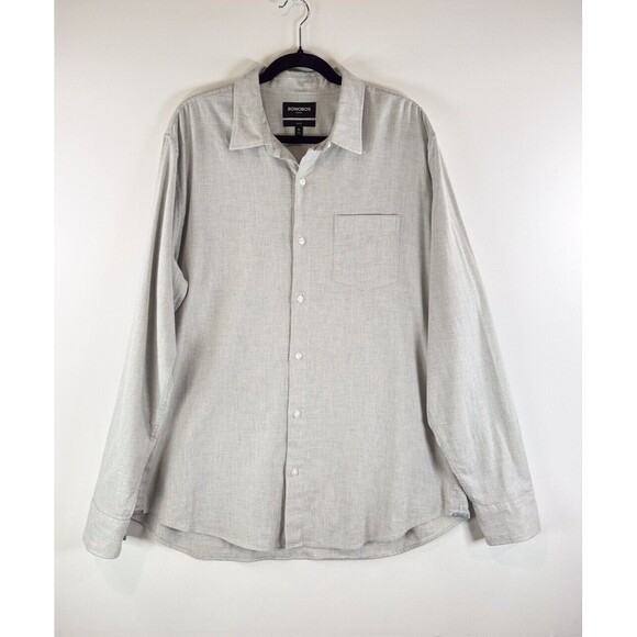 Bonobos Button Up Shirt Gray Stretch Houndstooth Oxford Slim Fit Long Sleeve XL - Picture 1 of 10